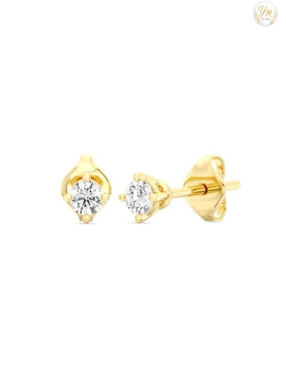 Round Lab-Grown Diamond Stud Earrings 925 Sterling Silver 14KT Gold Plated